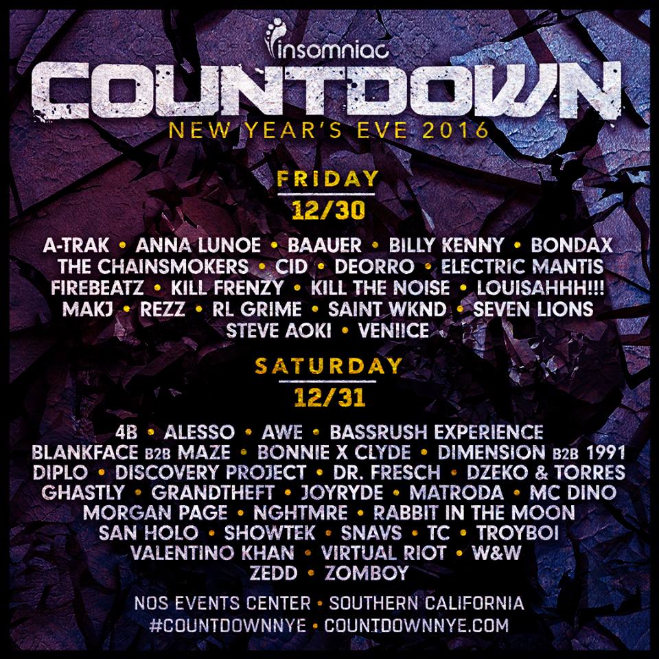 Countdown NYE 2017 at NOS Events Center Dec. 30th and 31st ...