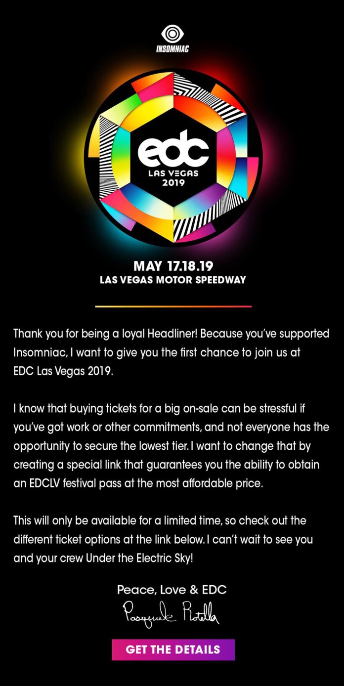Tickets - EDC Las Vegas 2019 Loyalty Presale EDC 2019