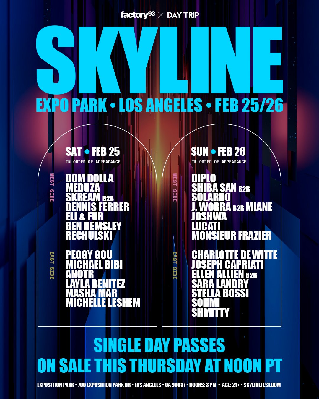 SKYLINE Festival Single Day Tickets Los Angeles 2024
